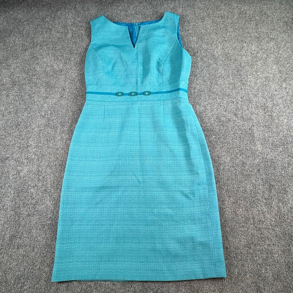 Isabella DeMarco Dress Womens 10 Blue Textured Belted Office Retro Cocktail Work